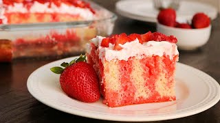 Easy Strawberry Jello Poke Cake  So Delicious [upl. by Apurk]