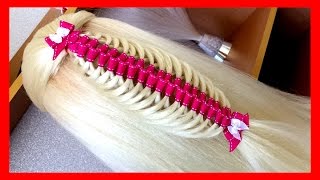 RIBBON FISHTAIL HAIRSTYLE  HairGlamour Styles  Braids Hair Tutorial [upl. by Idihsar]