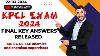 KPCL EXAM 2024 final key answers  AE  JE  CHEMIST  CHEMICAL SUPERVISORS KEY ANSWERS RELEASED [upl. by Seuqramed]