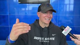 Boise State coach Spencer Danielson talks after Saturdays first scrimmage of fall camp 81024 [upl. by Sunev371]