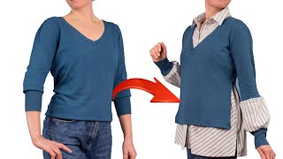 A good sewing trick to upsize woolen sweater youve shrunk in the wash [upl. by Eiramanad]