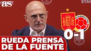 ESPAÑA 0  COLOMBIA 1  LUIS DE LA FUENTE RUEDA PRENSA completa tras la derrota [upl. by Yhcir]