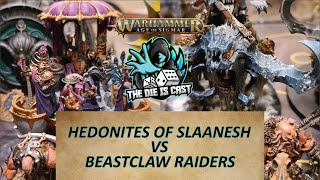 AoS 30 Battle Report Hedonites of Slaanesh vs Beastclaw Raiders [upl. by Drwde]