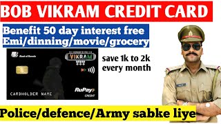 Bob vikram credit card benifit  police defence sabke liye  save 1k every month bank of baroda [upl. by Riplex]