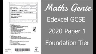 Edexcel GCSE Maths 2020 Foundation Exam Paper 1 Walkthrough [upl. by Idelia903]