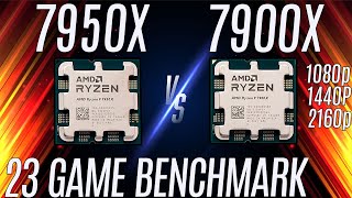 Ryzen 9 7950x vs 7900x  23 Game Benchmark  1080p 1440p 4K [upl. by Nylanej886]