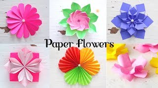 6 Easy Paper Flowers  Flower Making  DIY [upl. by Sparks184]