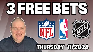 Thursday 3 Free Betting Picks amp Predictions  112124 l Craigs Picks amp Parlays l freebets [upl. by Calmas]