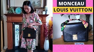 LOUIS VUITTON MONCEAU EPI NOIR REVIEW  BLACK CROSSBODY [upl. by Ramyar]