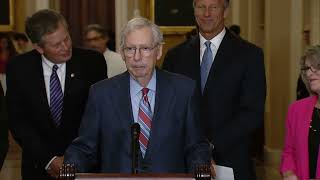 WATCH McConnell freezes midsentence walks away during news briefing [upl. by Ahsenal]