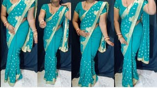 Chat puja special saree draping new styleRegular saree drapingEasy saree draping style chat puja [upl. by Garber872]