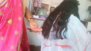 Very long hair v shape hair cutting beautiful hair cut [upl. by Feldstein]