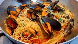 Lets cook pasta spaghetti with mussels Tasty and easy to prepare [upl. by Udele]