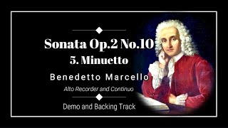 5 Minuetto  Sonata in A minor Op2 No10  Benedetto Marcello  Alto Recorder Demo and BackTrack [upl. by Dorsman576]