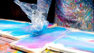 Simple Abstract Painting demonstration in Acrylics  Caeruleum [upl. by Henrik]