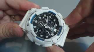 White Casio GShock Analog Digital Watch GA100B7A [upl. by Ailiec]