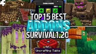 😲15 MEJORES ADDONS SURVIVAL para MINECRAFT 120  12071 BedrockPE MODS MINECRAFT BEDROCK 120 [upl. by Nomzed]