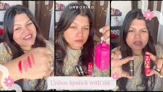 Unbox amp swatch lipsticks with me  lovechild masabagupta meenaljkothari [upl. by Tresa]