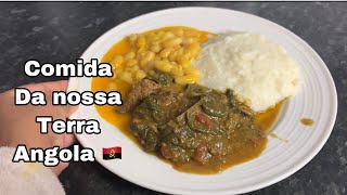 Prato típico de Angola 🇦🇴 🇦🇴funge com carne e feijão de óleo de palma [upl. by Julia961]