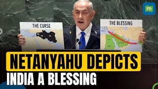 Netanyahu Highlights India As A ‘blessing’ In His ‘curse Vs Blessing’ Map At UNGA  N18G [upl. by Narut632]