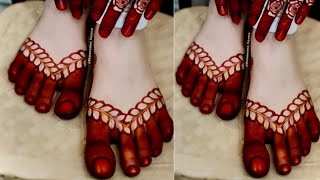 Simple Mehndi Design For Feet  Easy Mehndi Design For Legs  Bridal Foot Mehndi Design 2023 [upl. by Sitarski]