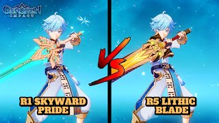 CHONGYUN R1 SKYWARD PRIDE VS R5 LITHIC BLADE COMPARISON  Genshin Impact [upl. by Noiro]