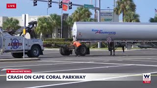 Cape Coral Pkwy closed after minivan tanker collision [upl. by Nave]