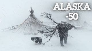 50C EXTREME COLD WINTER CAMPING in a HOT Winter Hot Tent Camping with  Snowstorm [upl. by Ahsitul193]