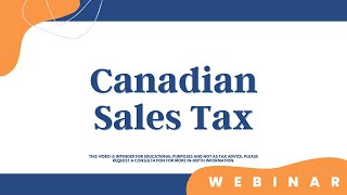 Canadian Sales Tax [upl. by Maurilla]