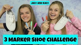 3 Marker Shoe Challenge  DIY Fun Shoes  Jacy and Kacy [upl. by Finzer814]