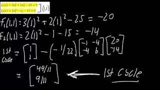 Nonlinear 2 equations Solve using Newton’s method—2 cycles example [upl. by Shea]