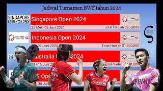 JADWAL LENGKAP TURNAMEN BWF TAHUN 2024 [upl. by Nabalas]