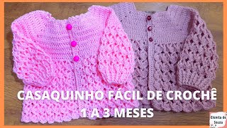 CASAQUINHO FÁCIL DE CROCHE PARA BEBÊ   ZOE [upl. by Annahahs]