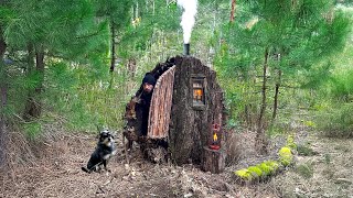 Building a Warm and Cozy Shelter on a Fallen TreeSecret Lair Bushcraft [upl. by Behnken]