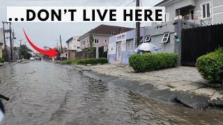 This part of Lekki in Lagos gets Flooded Everyday  Real Estate in Lekki  Flood in Agungi and Osapa [upl. by Fanechka728]