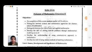 Pedagogy of Mathematics Education Med 4th semester syllabus  Master of Education  Med 4th Sem [upl. by Kalvin]