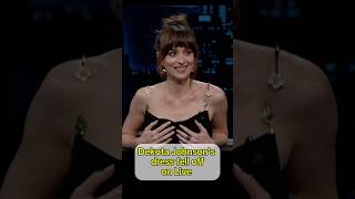 Dakota Johnsons Dress Fell Off in Wardrobe Malfunction on Jimmy Kimmel Live celebritynews [upl. by Wolfson]