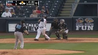 Mud Hens Collins homers off Frickers building [upl. by Grady]