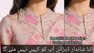 Latest Neck Design Cutting And Stitching  New Trendy Neck Design With Lace [upl. by Zetrauq42]