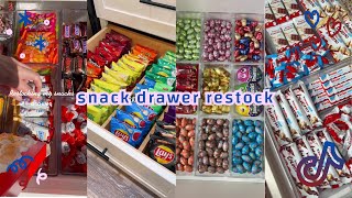 Snack drawer restock  organizing and restocking ASMR  Tiktok compilation 🍬🍭🍫 [upl. by Atsiuqal]