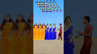 Yellow vs blue bhabhi correct head matching with tu radha meri main shyam tera songs shorts facts [upl. by Acinomaj]