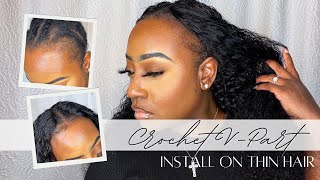 Crochet Braid method V Part Wig  Perfect for thin hair No Leave Out [upl. by Coffin]