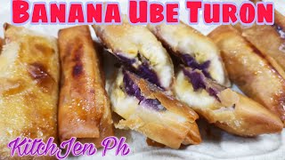 BANANA UBE TURON RECIPE HOW TO MAKE DELICIOUS BANANA UBE TURON KItchJen Ph [upl. by Tol]