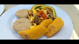 ACKEE amp SALTFISH WITH BOILD TURN PLANTAIN DUMPLINGS  amp AVOCADO live cooking love food [upl. by Adivad991]