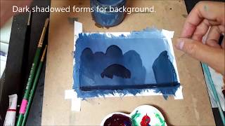 Eyvind Earle Tribute  Timelapse Gouache Paintings [upl. by Syl]