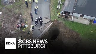 Pennsylvania woman believed to have fallen into sinkhole while searching for cat [upl. by Nnylsor885]