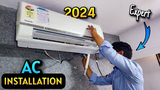 New Split Air Conditioner Installation Step By Step  Panasonic Smart AC Installation Process [upl. by Minnnie]