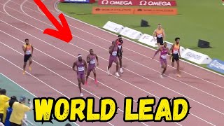 Kenny Bednarek breaks World Leading Time over 200m  2024 Diamond League Doha [upl. by Ahsitruc]