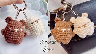 Crochet Mini Bear Keychain 🐻 Bear Amigurumi  Móc Móc Khoá Gấu  Xuxu Crochet [upl. by Guzel]