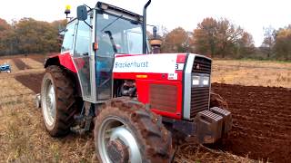 1989 Massey Ferguson 398 39 Litre 4Cyl diesel Tractor 86HP With Ransomes Plough [upl. by Norrad]